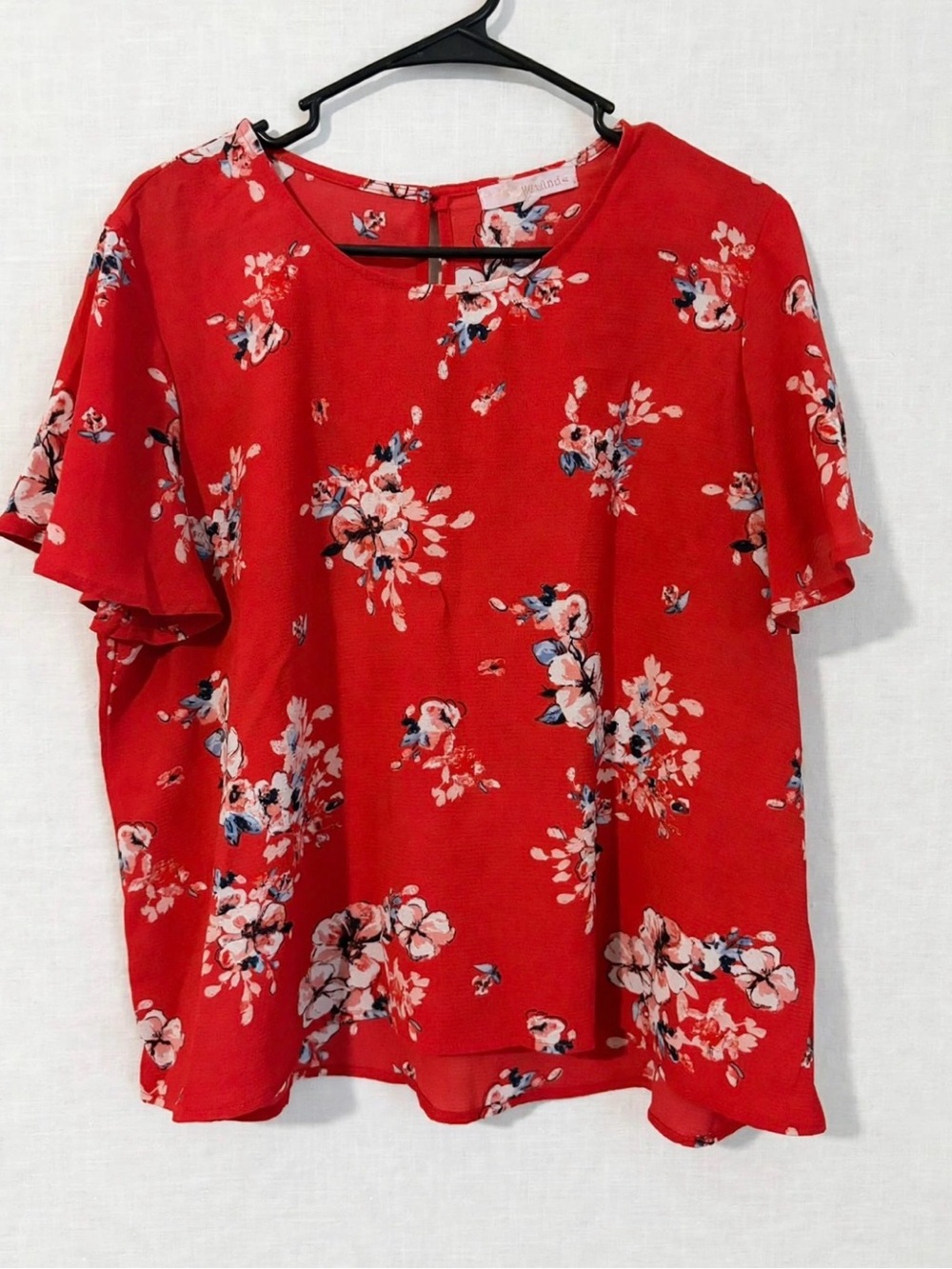 Rewind Red Floral Flutter Sleeve Blouse